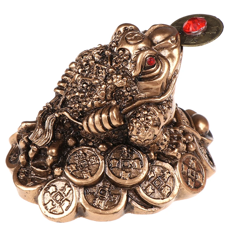 

E9 Chinese Fortune Frog Resin Ornaments Feng Shui Lucky Three Legged Money Toad Home Office Shop Business Decoration Craft Gift