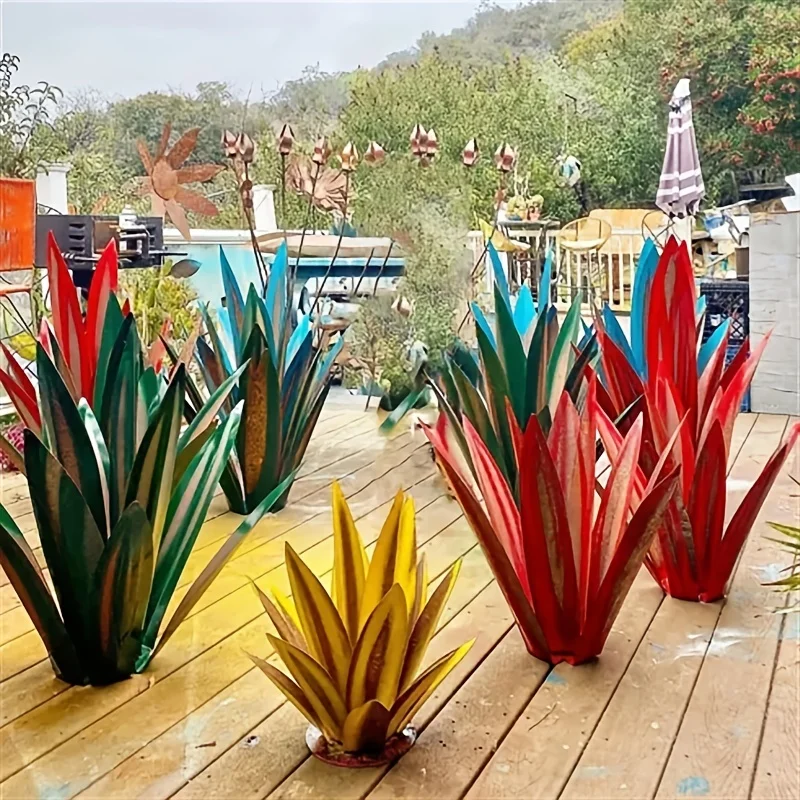 

SmallPink 27/35/55/65CM DIY Metal Agave Plants Tequila Art Crafts Ornament Rustic Garden Yard Sculpture Outdoor Home Decor