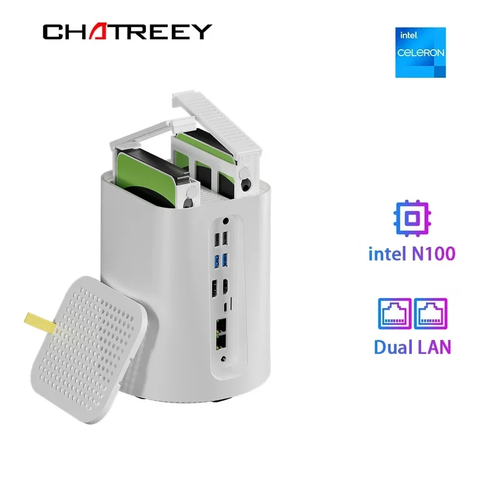 Intel Celeron N100 Chatreey NAS Mini PC SSD Windows 11 ordenador Dual 2,5G LAN