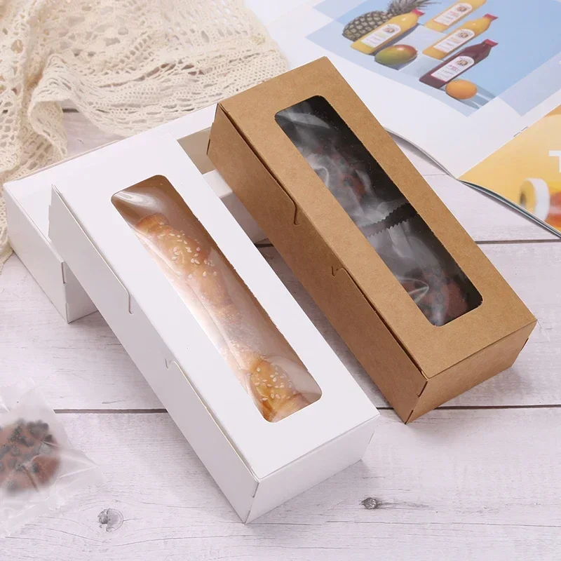 Transparent Window Rectangular Gift Box for Bakery Cookies Pastry Dessert Packaging, Paper Box for Baked Goods