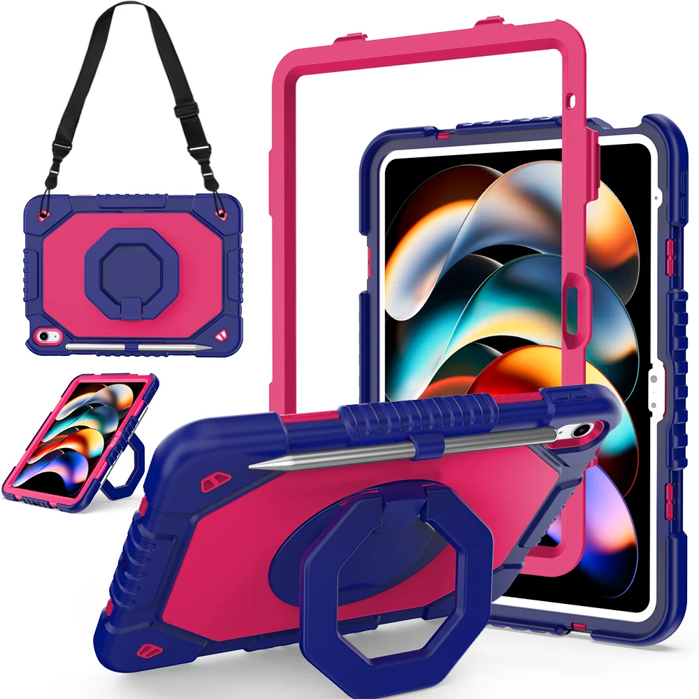 

Kids Stand Case Universal For iPad A16 2025 11th 10.9 2022 10th Generation 360 Rotating Handle Grip Cover With Shoulder Strap