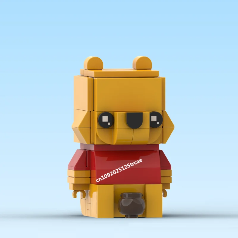 New Famous Animated Series Moc Winnied Bear Character Square Head Figures Model Blocks Diy Creative Ideas Kid Toys Birthday Gift