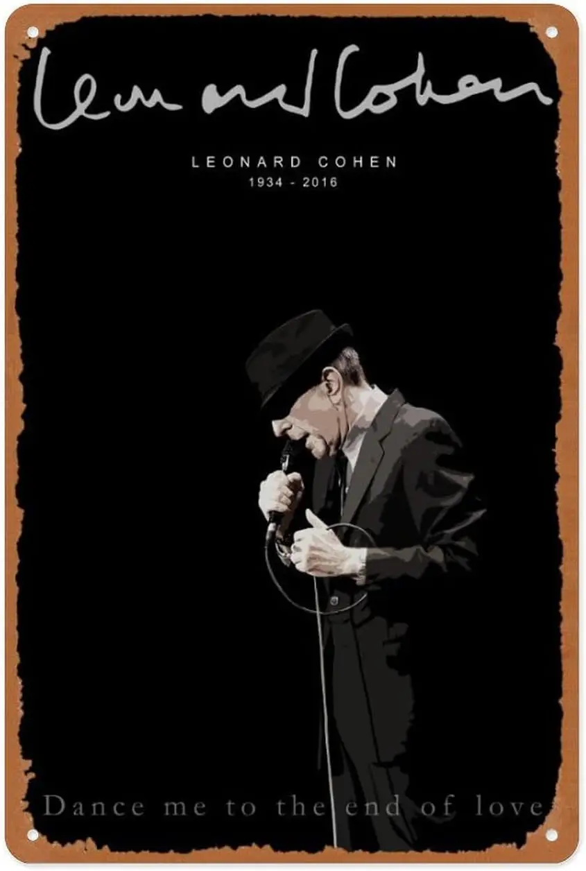 Iconic Musician Tribute Metal Sign - Leonard Cohen -  Retro Music Wall Art | Studio Quality Decor for Audiophiles