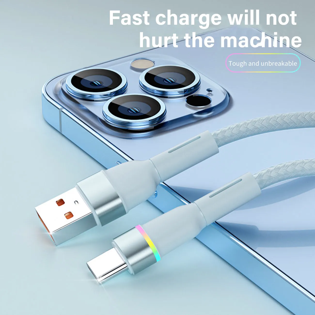 120W 6A USB Type C Super Fast Charging Cable USB C IOS Data  Cable LED Phone Charger Cord For Huawei Xiaomi POCO Samsung