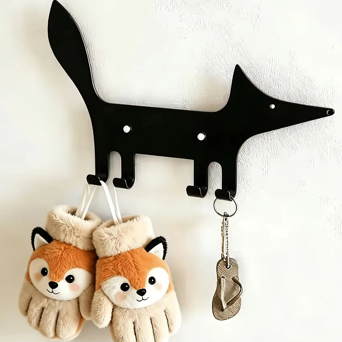 CIFBUY 1pc Black Metal Decorative Key Holder Wall Hook Multi-Purpose Coat Hat Robe Towel Hanger for Entryway Office Home Decor