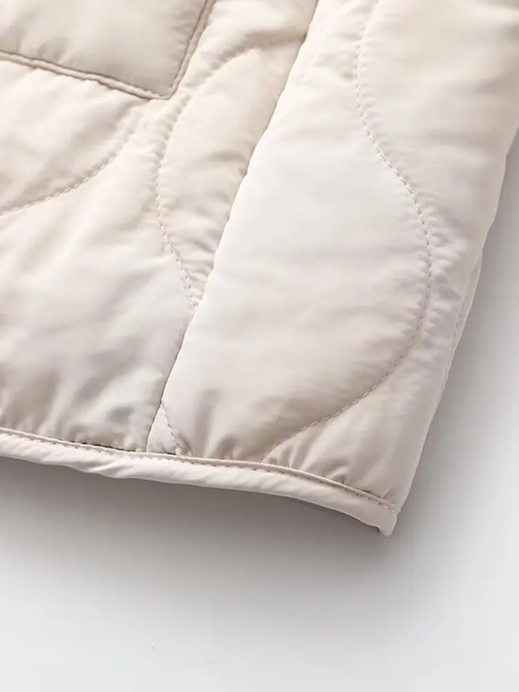 NLZGMSJ Giacca trapuntata da donna 2025 Tasche a maniche lunghe invernali Cappotto imbottito in cotone sciolto Colletto in velluto a coste Parka Capispalla Y2K