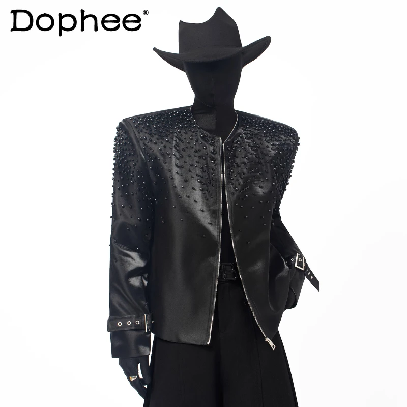 

Модные однотонные мужские куртки с бисером, осень 2023, новые модные элитные стильные пальто с длинными рукавами на молнии, красивые уникальные куртки