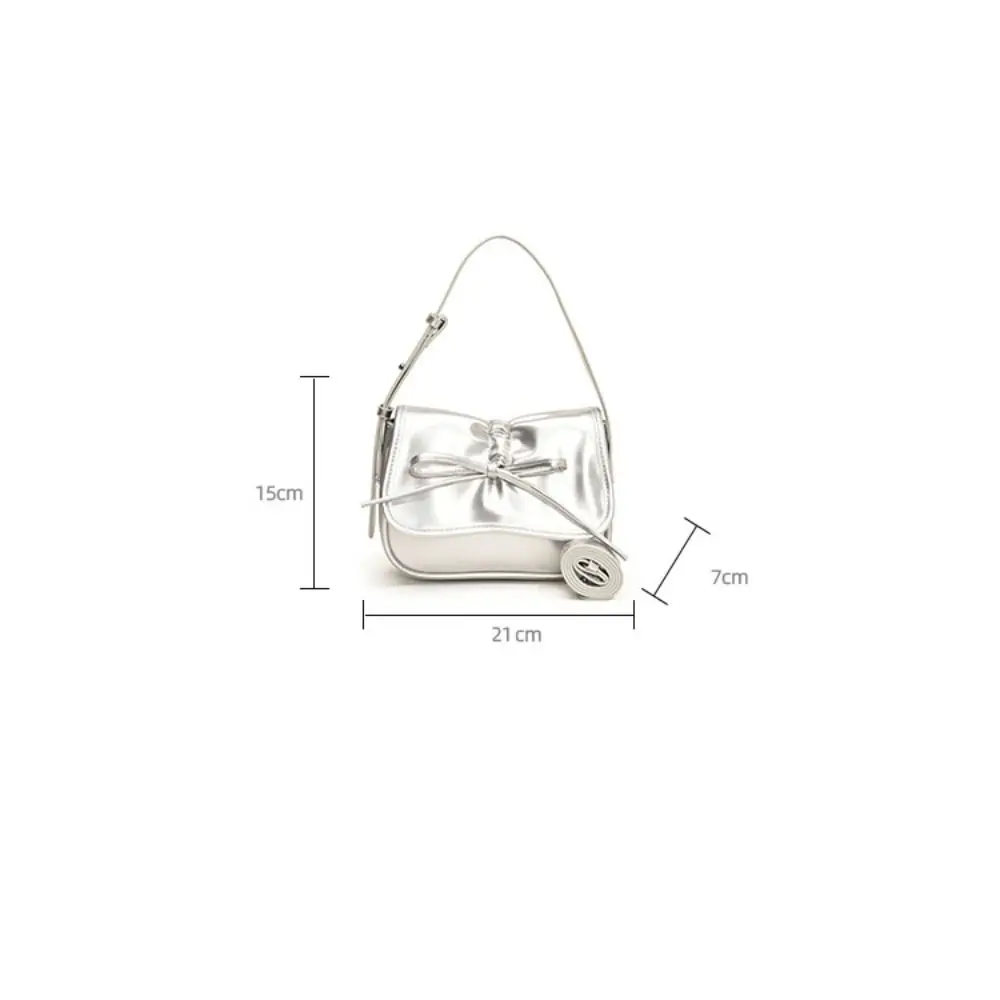 Luxury Design Solid Color Bow Handbags Y2K High-capacity Crossbody Bags PU Satchel Hobo Bag