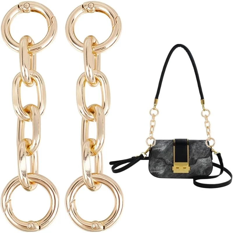 Cadena de aluminio para bolso, extensor de 2 piezas, de 9,7 cm, color dorado claro, para bolso de hombro