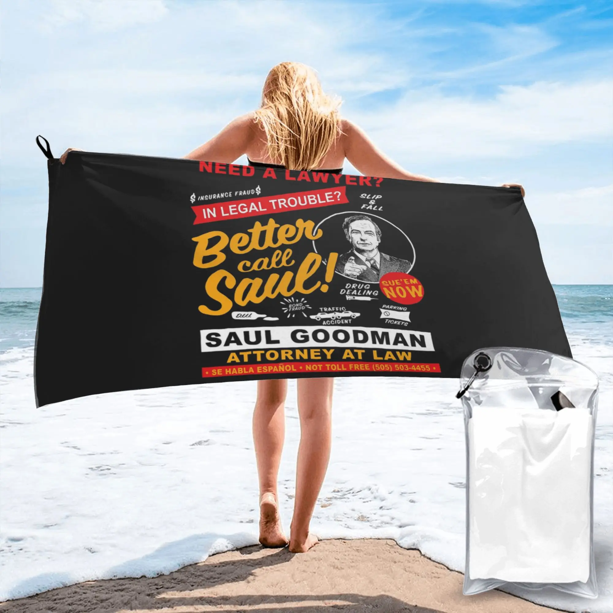 Need A Lawyer Then Call Saul Dk Beach Towel Soft Microfiber Quick Dry Absorbent Quick Towels For Mountain Climbing