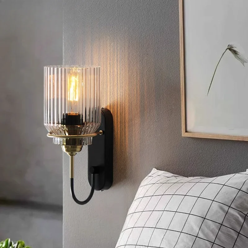 American Style Vintage LED Bathroom Mirror Light Waterproof Glass Lampshade Bedroom Stair Bedside Retro Wall Lamp Sconce