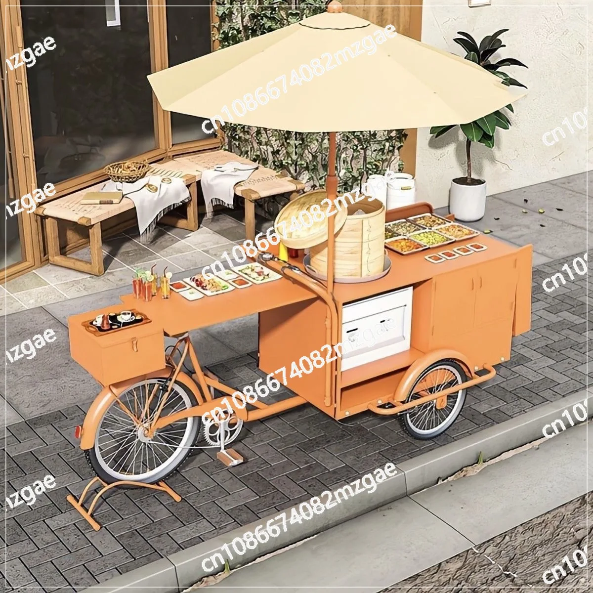 Internet celebrity sticky rice upside down donkey tricycle stall promotion mobile wrought iron dining car