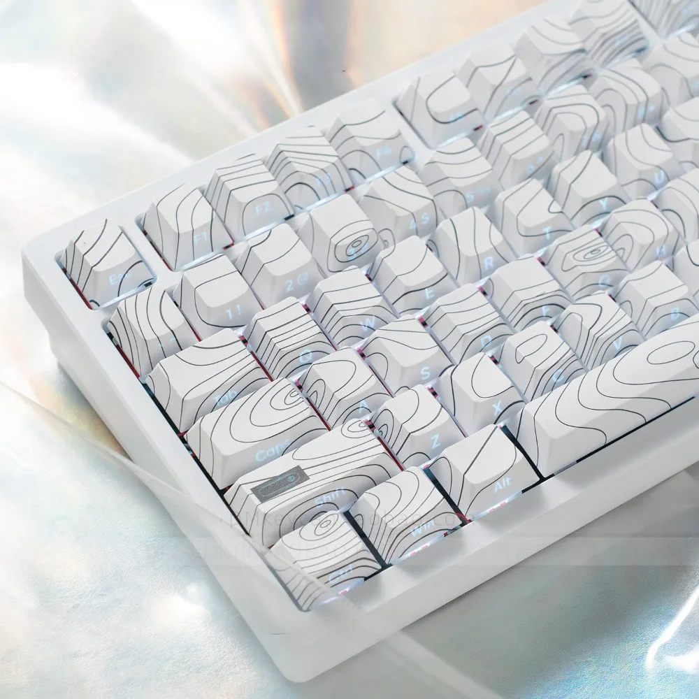 Contour 128-key PBT cherry, side-engraved keyboard keycaps, suitable for MX switches, custom mechanical keyboard accessories