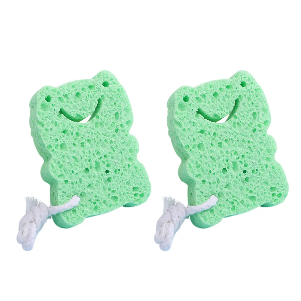 2Pcs Natural Loofah Baby Bath Sponges Gentle Deep Cleansing Massage Sponge for Infants Toddler Bath Time Quick Dry