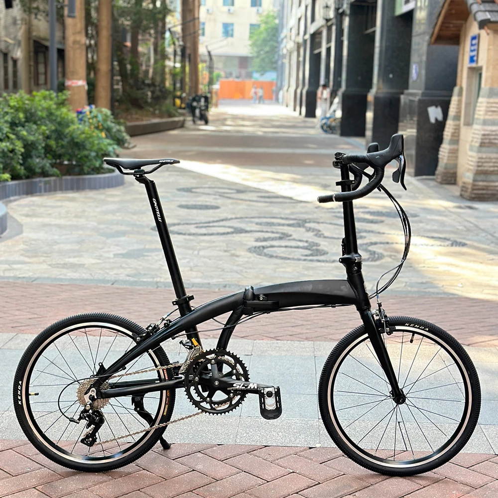 AliExpress NONE 22 Inch 451 Small Wheel Folding Bicycle With Curved Handle C-brake 18 Speed Aluminum Alloy Ultra Lightweight Portable City Bike