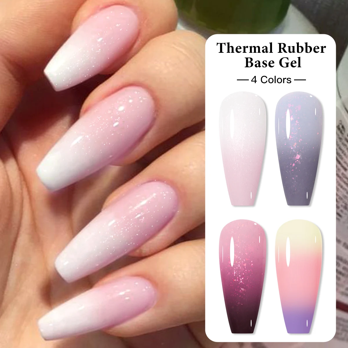 10ml 2 in 1 Thermal Rubber Base Gel Pink Nude Color Changing Soak Off UV/LED Varnishes HEMA Free DIY Manicure Nail Art Design