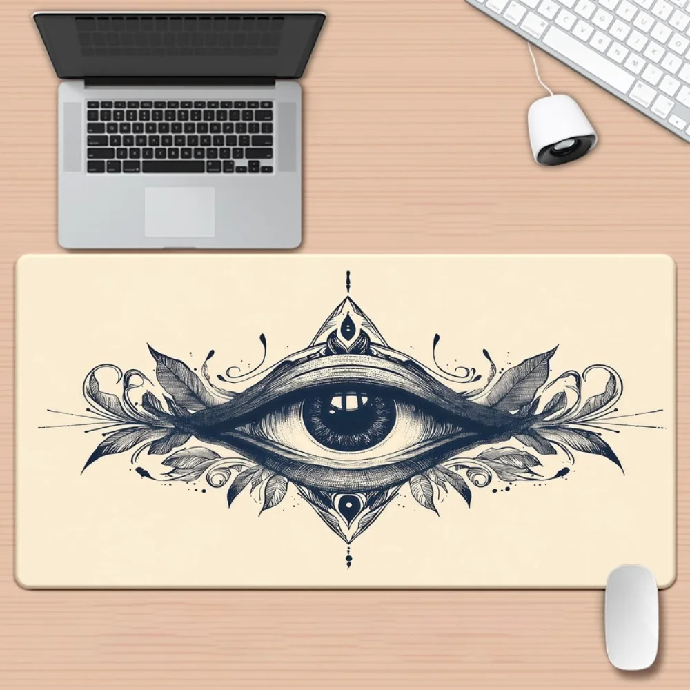 

Mystical Floral All-Seeing Eye Extended Desk Mat, Vintage Botanical Eye Gaming Mouse Pad, Non-Slip Large Mousepad for Decor