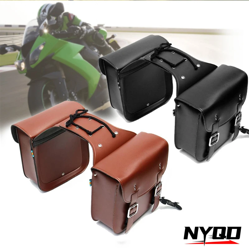 

Waterproof PU Leather Motorcycle Saddlebag Side Pannier Luggage Storage Universal Tool Bags for Honda Suzuki Kawasaki Yamaha