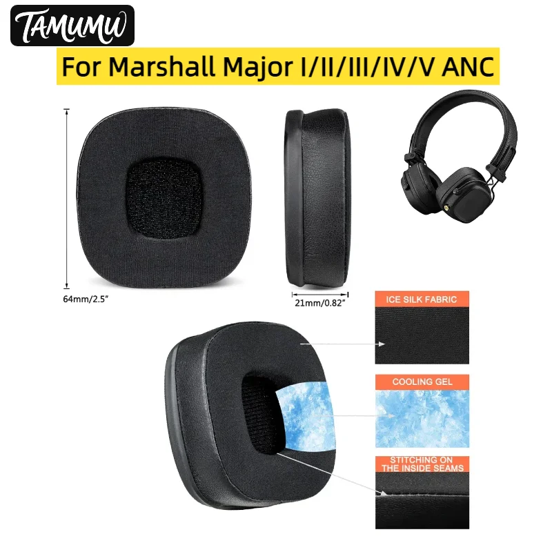 

Sport Cooling-Gel Replacement Ear Pads for Marshall Major I/II/III/IV/V ANC Headphones Ear Cushions, Headset Ear Cover Earpads