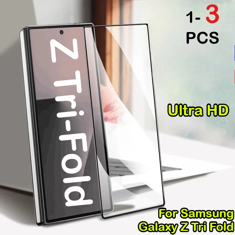 

1-3PCS 9D Front Clear Film Protector for Samsung Galaxy Z Tri Fold 7 6 5 4 3 2 Screen Black Edge 9H Tempered Glass Scratch Proof