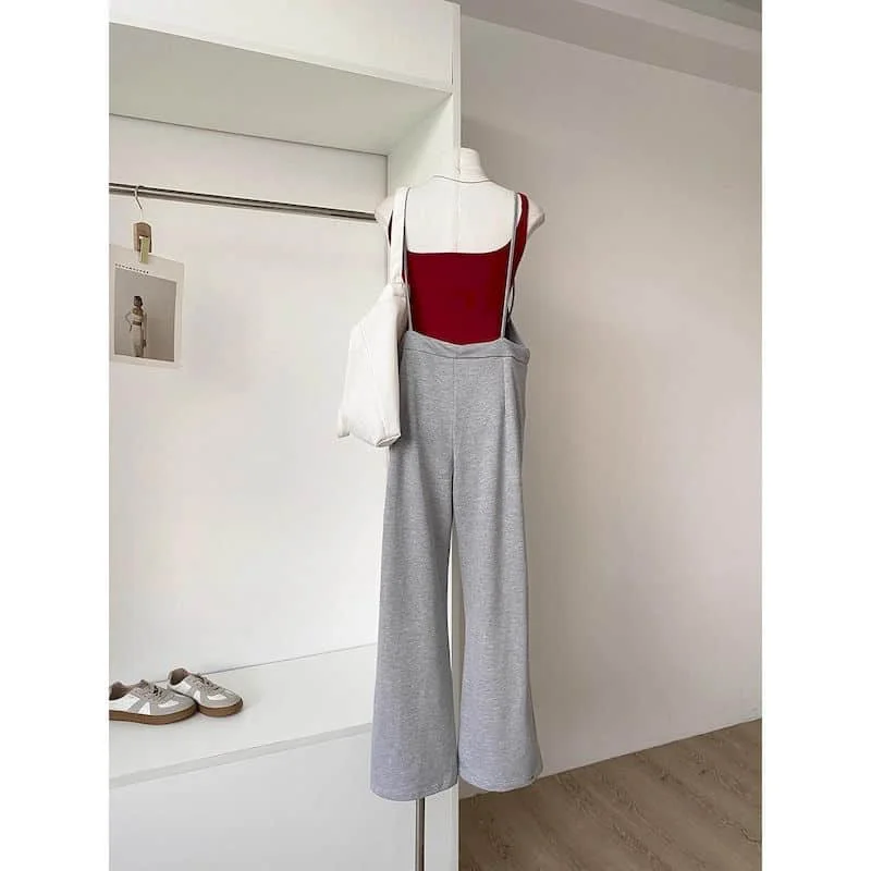 بدلة قفز متعددة الاستخدامات للنساء قطعة واحدة ملابس نسائية بنطال ذو قصة أرجل واسعة فضفاضة على الموضة الكورية بدلة لعب كلاسيكية غير رسمية