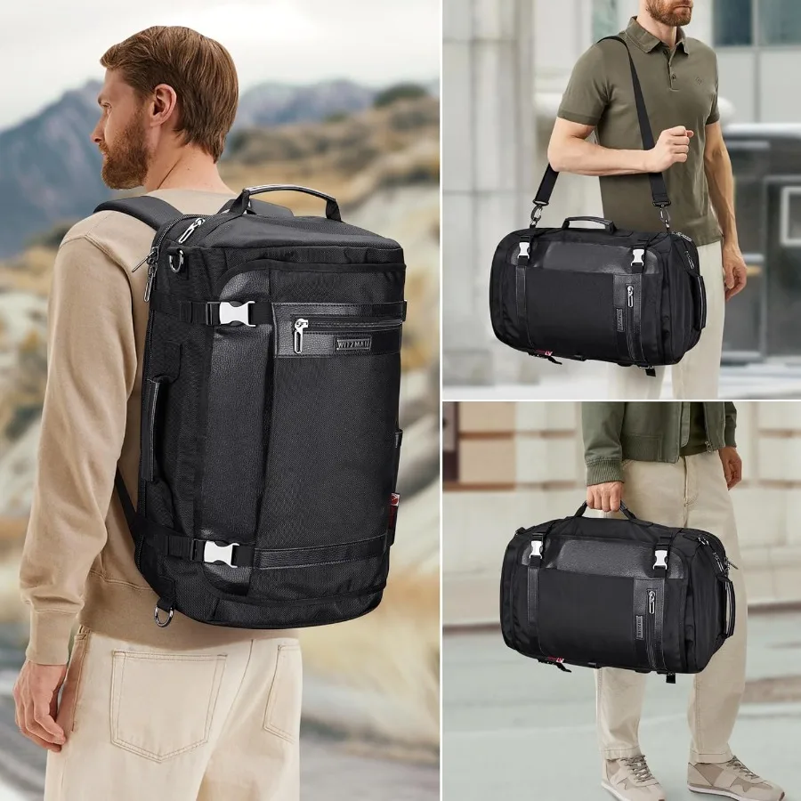 حقيبة ظهر للسفر من WITZMAN للرجال والنساء حقيبة ظهر للكمبيوتر المحمول مع منفذ شحن USB وحقيبة حمل للأمتعة معتمدة B686 باللون الأسود