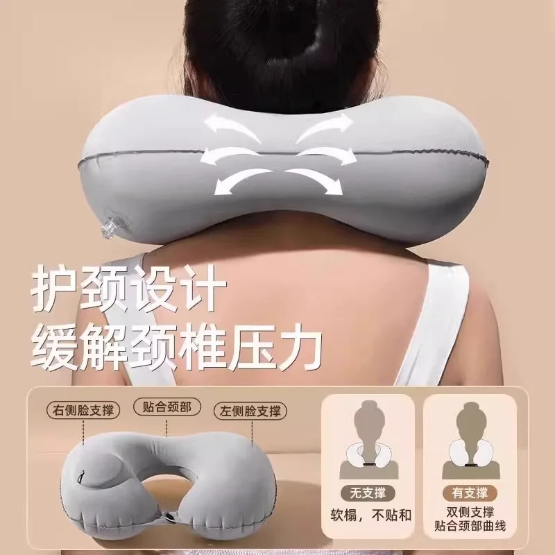 팽창식 U자형 베개, 압축 베개, 수면 목 베개, 비행기 탑승용, 휴대용 접이식 목 베개