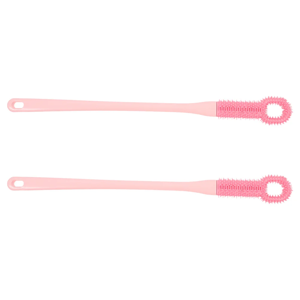 

2Pcs Wash Foot Brush Multi-Functional Toe Gap Cleaner Gentle Bristles Foot Scrubber for Bath Long Handle Shower Scrub Brush