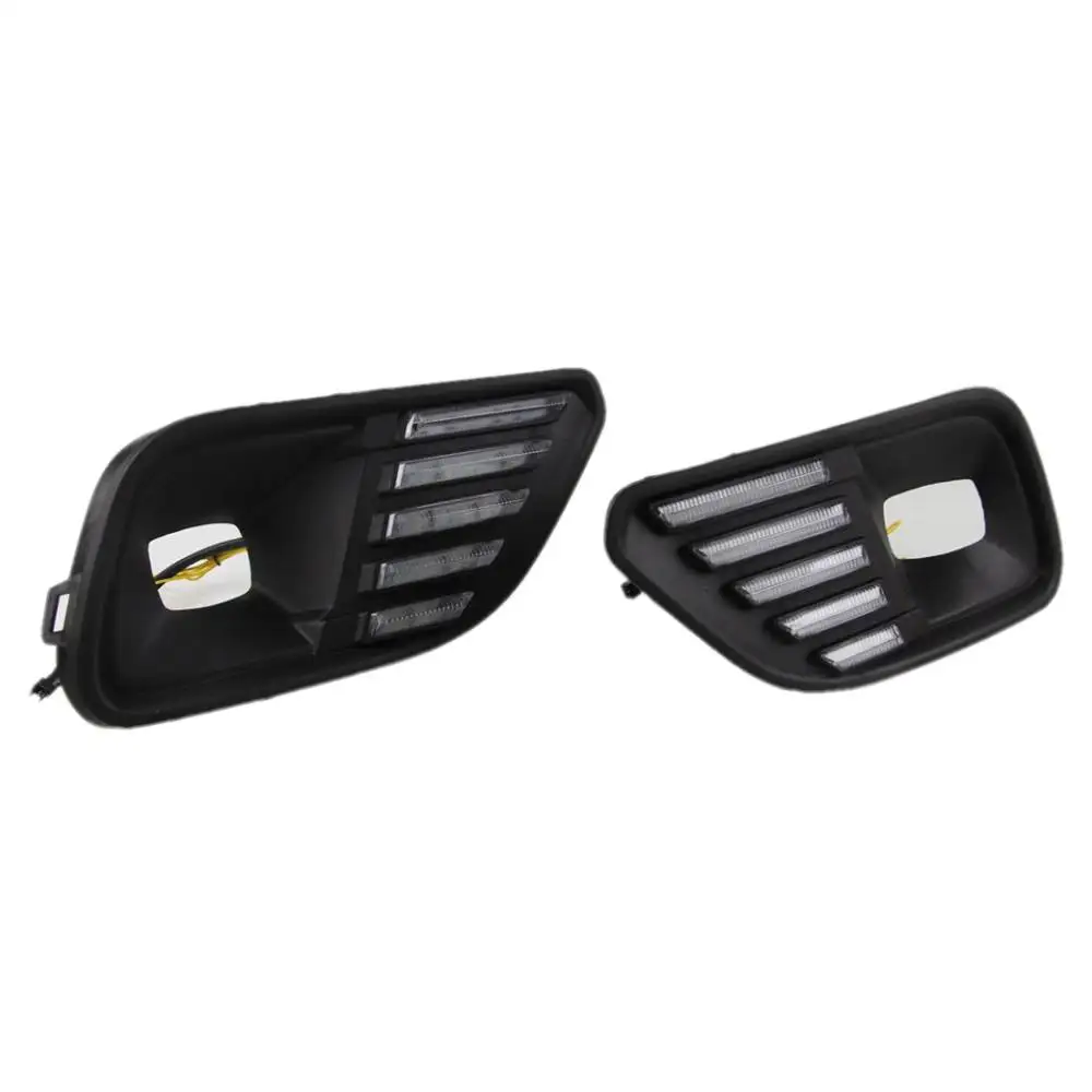 July King Car Daytime Running Lights for Jeep Cherokee 2019+, 6000K LED DRL With Frame + Streamer Yellow Turn Signals