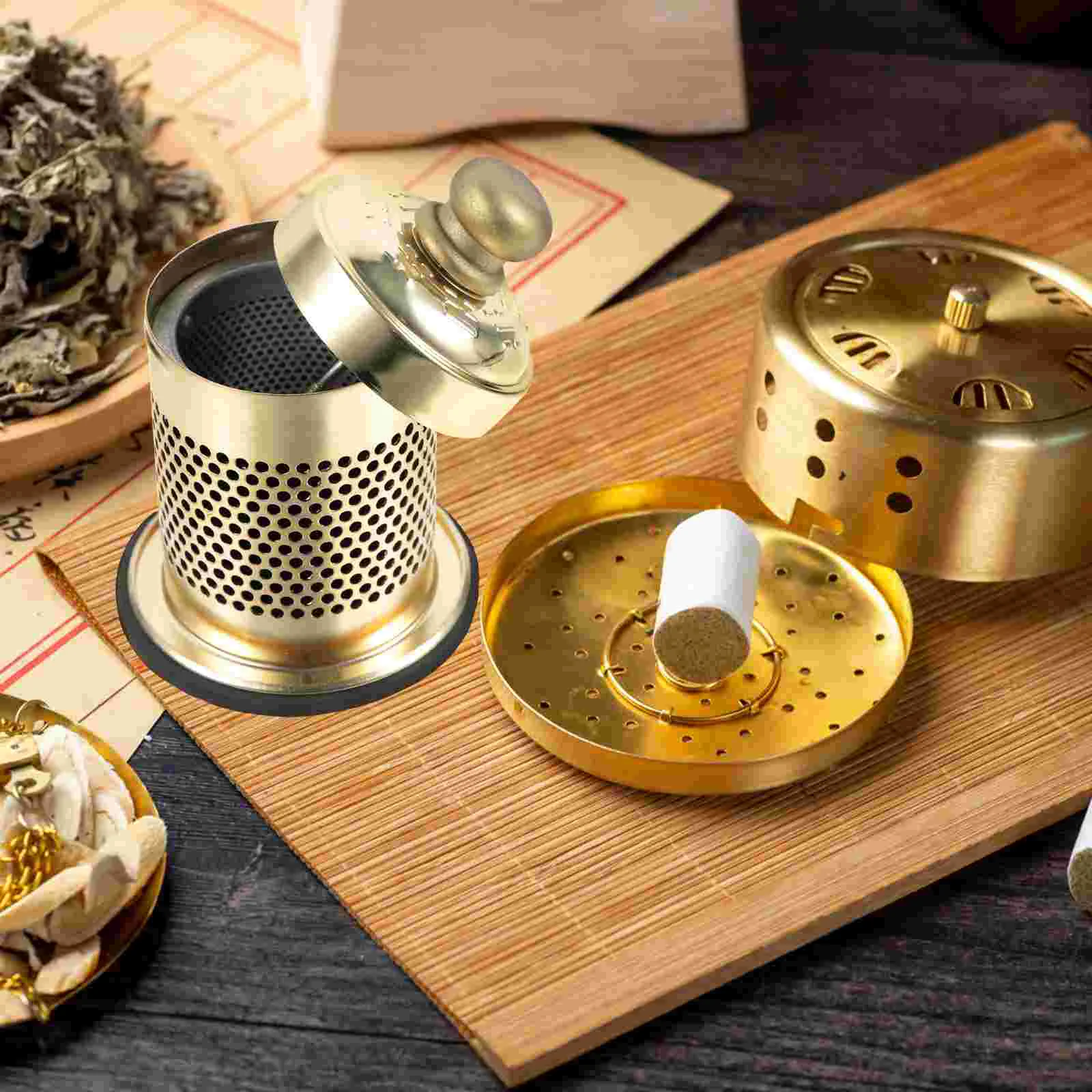 Moxibustion Box Smokeless Pot Heat Treatment Lightweight Tool Moxa Burner Copper Tank for Tendonitis