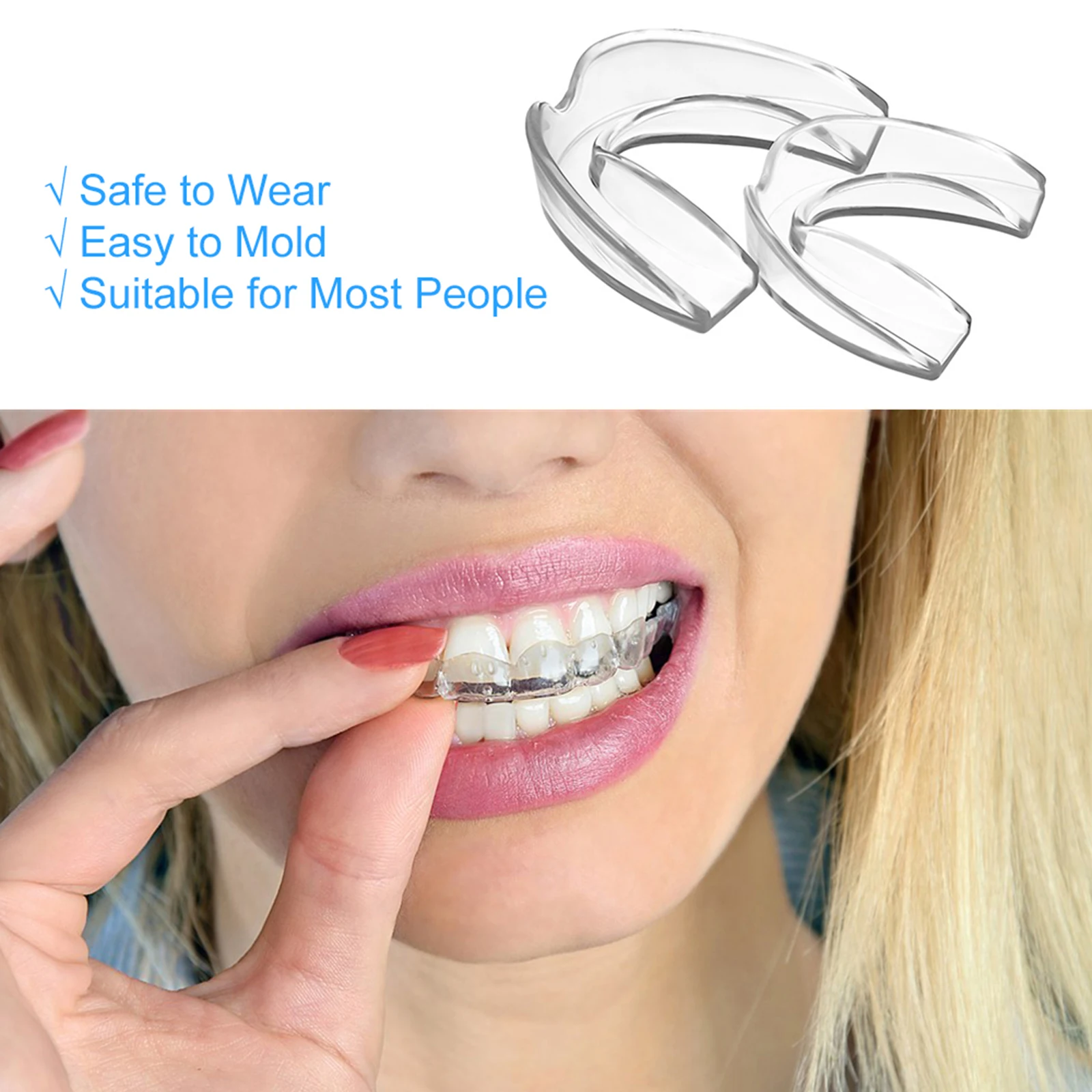 Mouth Guard Set for Teeth Grinding with Storage Case 2 Pack Mouthguard Moldable Night Guards for Anti Teeth Grinding