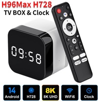 H96Max H728 Smart TV Box Android 14.0 WIFI 6 Bluetooth 5.X Set Top Box 8K Alarm Clock TV Box with 2.4G Voice Remote Control
