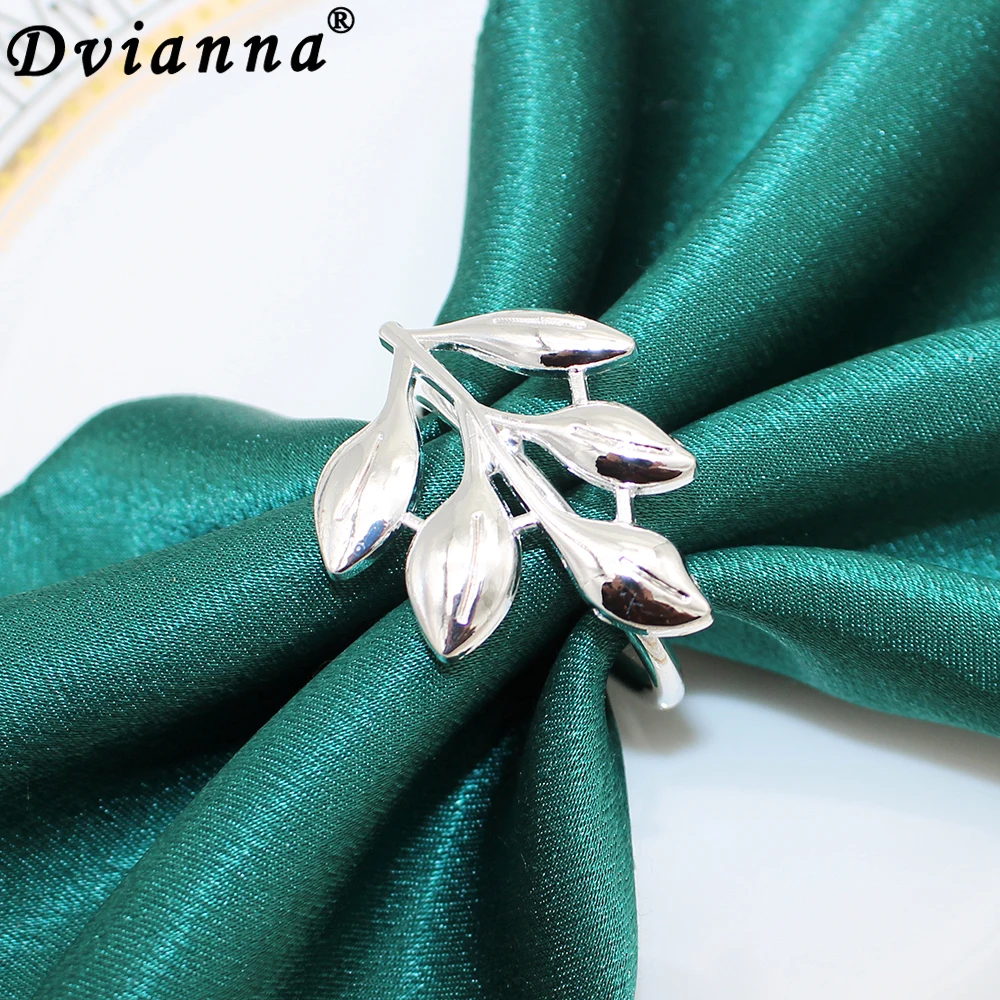 12Pcs Mixed Styles Napkin Rings Metal Leaf Napkin Buckle Holders for Dining Wedding Banquet Bridal Shower Parties Table Decor