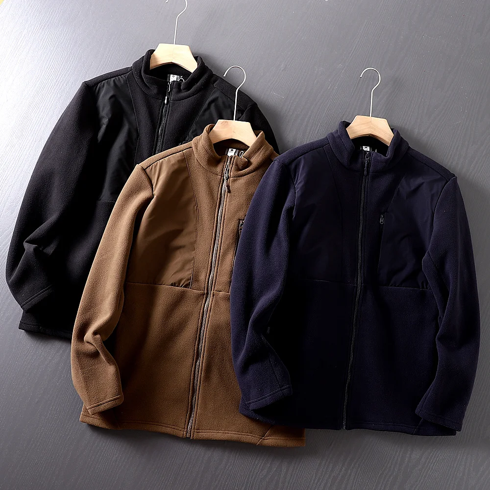 

Толстовка на молнии в стиле ретро, мужская свободная повседневная длинная толстовка с воротником-стойкой све, осень-зима, новинка, универсальная основа, модная верхняя одежда