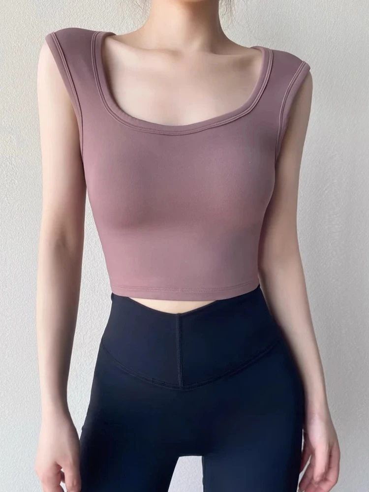 Victoria Moosy Yoga Sports Vest with Wide oulder Straps Running Chest Pad Women's Slim Fit Fitn Innerwear Nylon Spandex