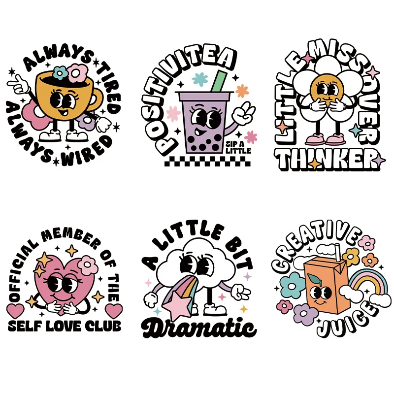 Cartoon Funny DTF Iron On Transfers Heat Transfer Patches for T-Shirt Washable Appliques Patch Easy To Iron