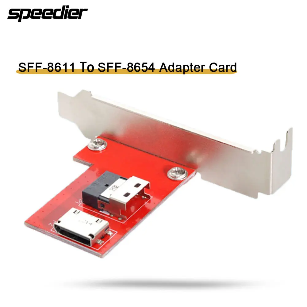 

PCI-Express 4.0 Slimline SAS SFF-8654 To Oculink SFF-8611 SFF-8612 PCBA Female Adapter Card with Bracket