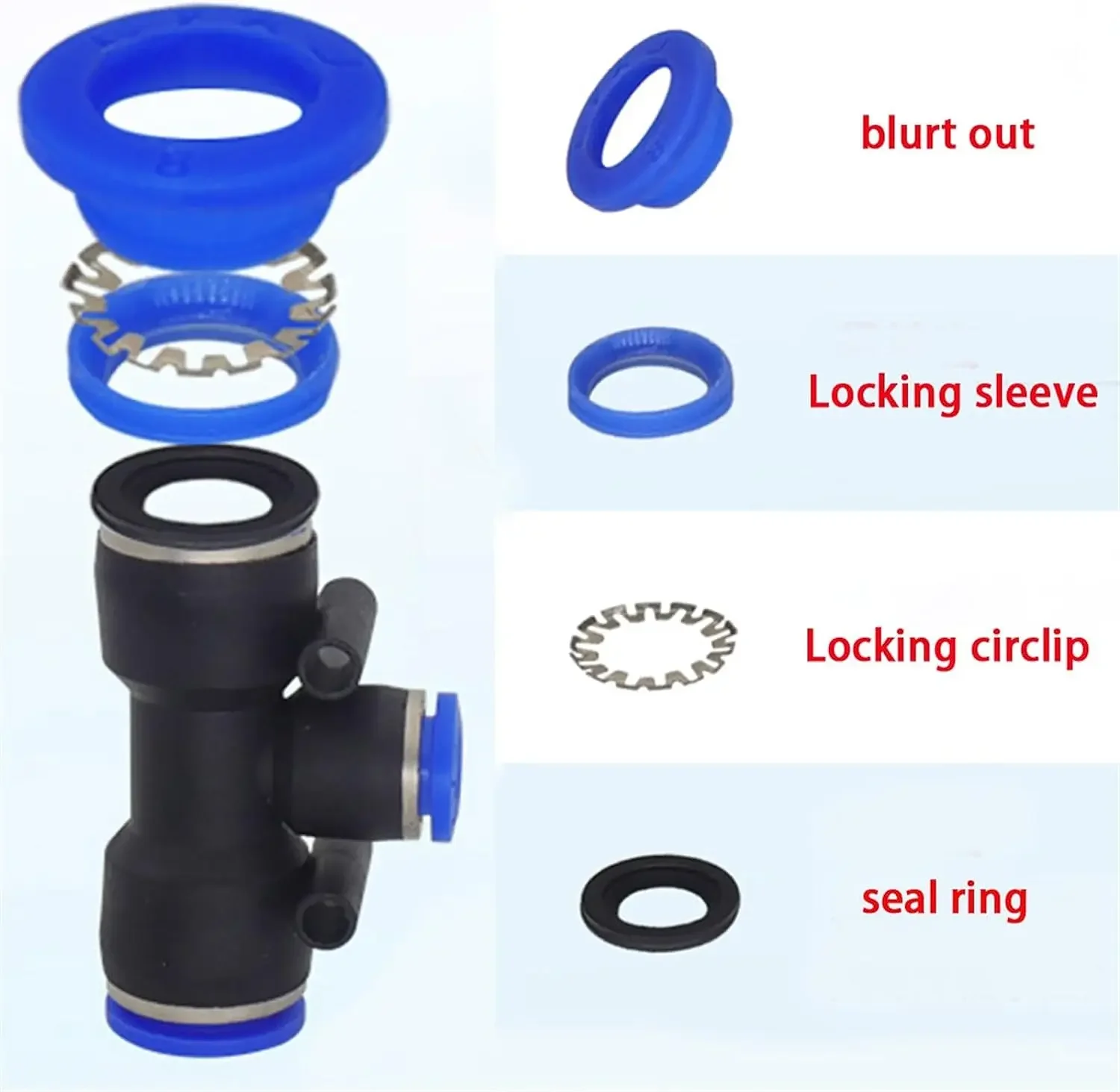 Pneumatic Push-In Quick Connector PE/PEG Plastic Tee Fittings (PE4 PEG6-4/8-4/8-6/10-6/8) for Air Compressor Fluid Systems Hose view 4