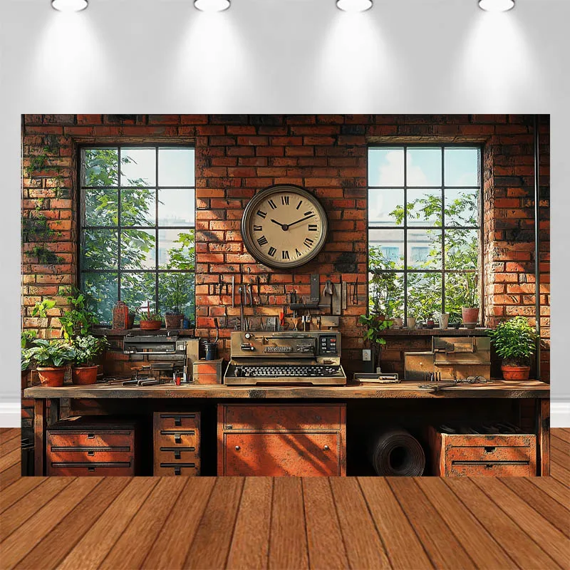 

LS Photography Background Window Wall Clock Table Decor Adult Portrait Photo Backdrop Studio