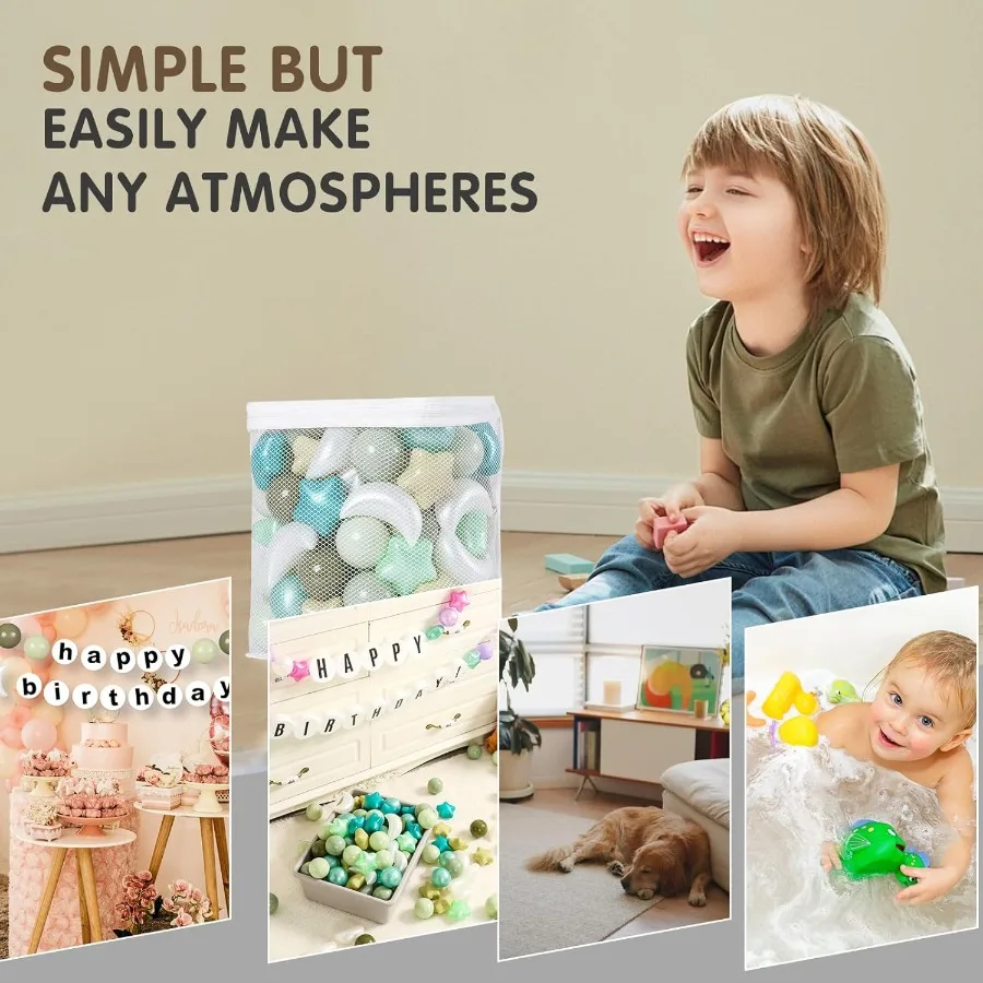 100 bolas, formas de bolas para niños pequeños, bolas de estrellas de plástico para piscina de bolas, tobogán, parque infantil, fiesta de cumpleaños, decoración navideña