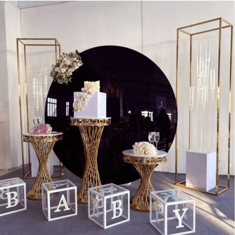 

Grand Event Stage Party Wedding Backdrops Wall Decoration Flower Display Floral Arch Cake Table Dessert Stand Cupcake Holder