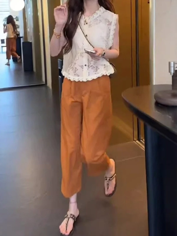 

High Waist Elastic Casual Pants Women Summer Large Size Loose Fit Harlan Grandma Style Floral Bud Pants Versatile Cabbage Pants