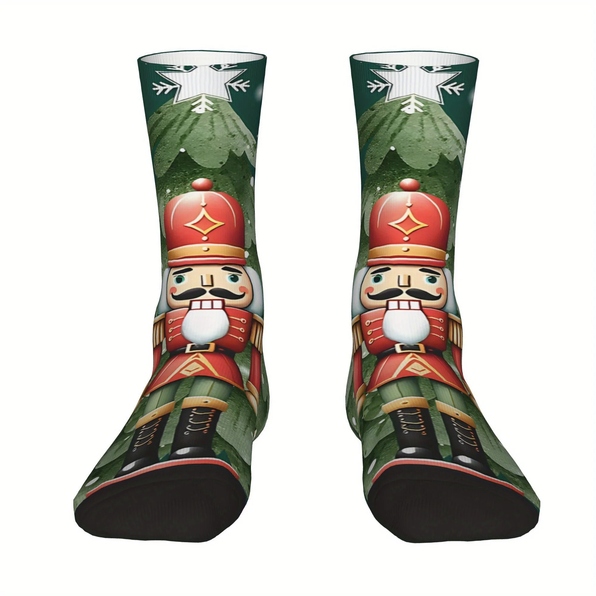 

Мужские рождественские носки «Щелкунчик», 1 пара, полиэстер 95%, спандекс, 5%, компрессионные носки, можно стирать в руках, уникальный рисунок