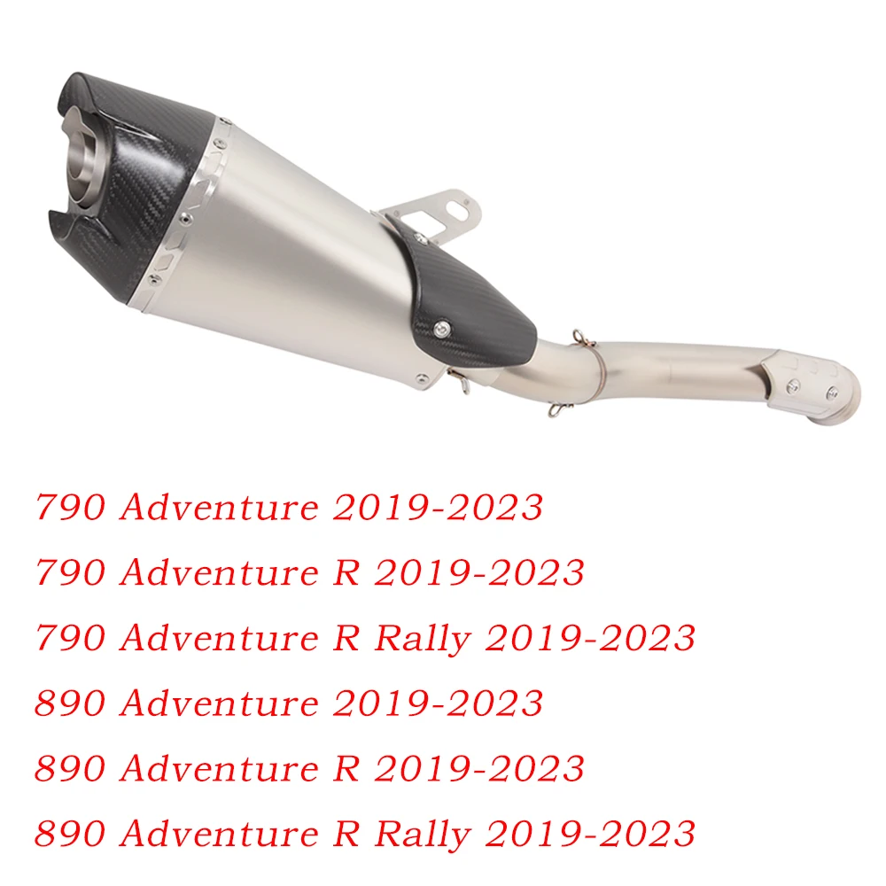 

Motorcycle Exhaust Muffler Mid Link Pipe Stainless Steel+Carbon Head Slip On Escape Tube Modified For 790 Adv R Rally 2019-2023