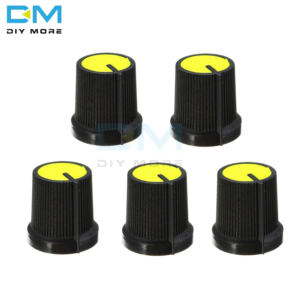 5PCS Black Knob Blue White Yellow Red Orange 5 Colors Face Plastic for Rotary Taper WH148 Potentiometer Knob Hole 6mm New Cap