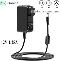 15W AC Power Adapter Cord AC to DC 12V 1.25A 500mA Power Supply Adapter, Plug 4.0mm x 1.7mm for Echo Dot 4th Generation 2020 etc