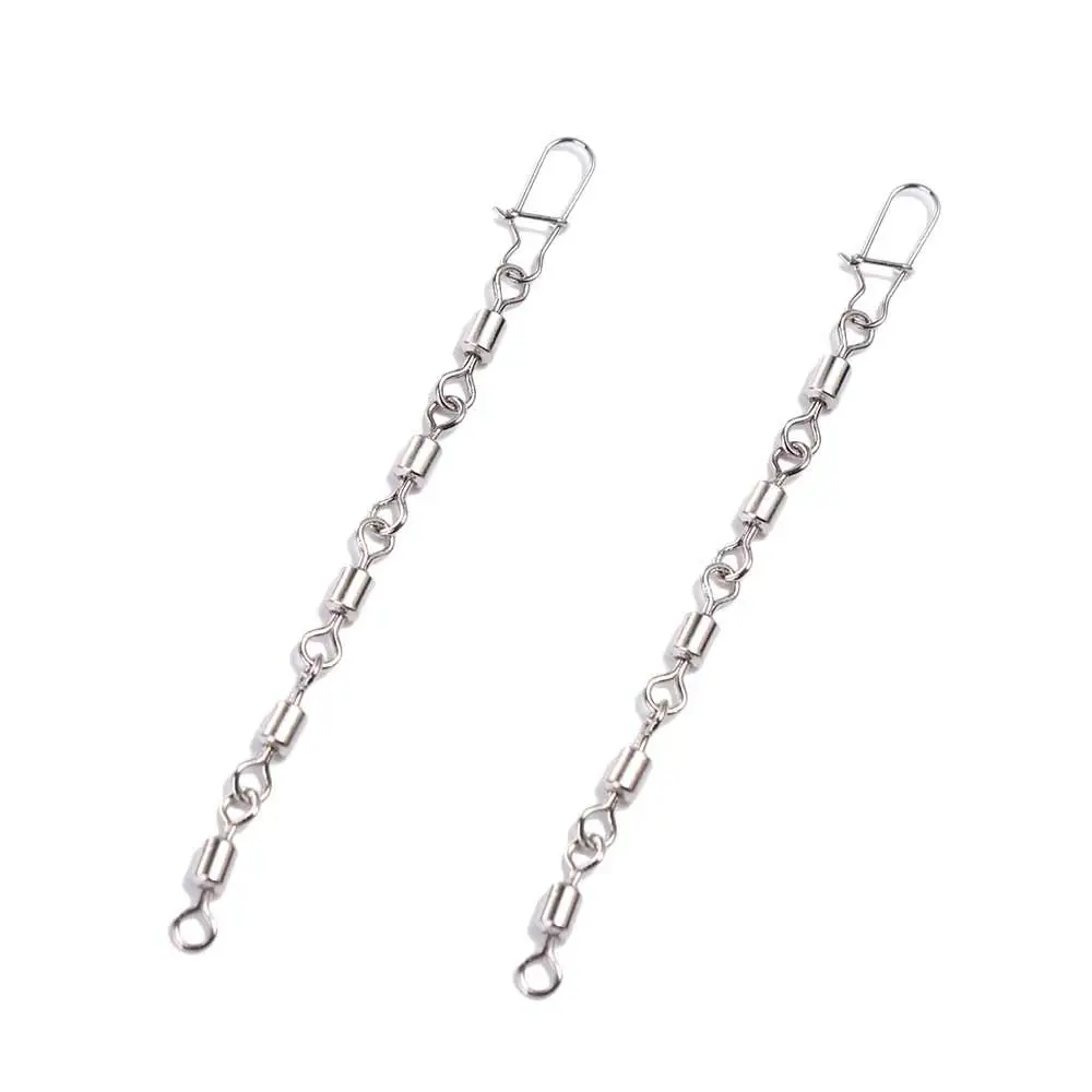 

10pcs Stainless Steel Rolling Swivel Snap Anti-bite Chain Copper Alloy Rolling Swivel Snap Protected Line Sea Fishing Lure