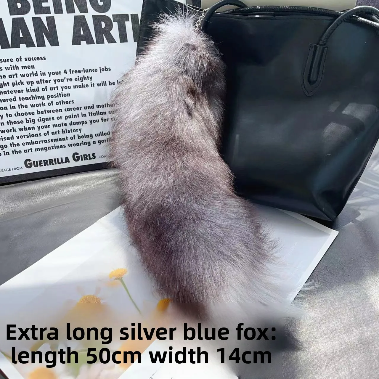 Image 6: Véritable fourrure argent bleu queue de renard en peluche accessoires de Cosplay accessoires de fourrure