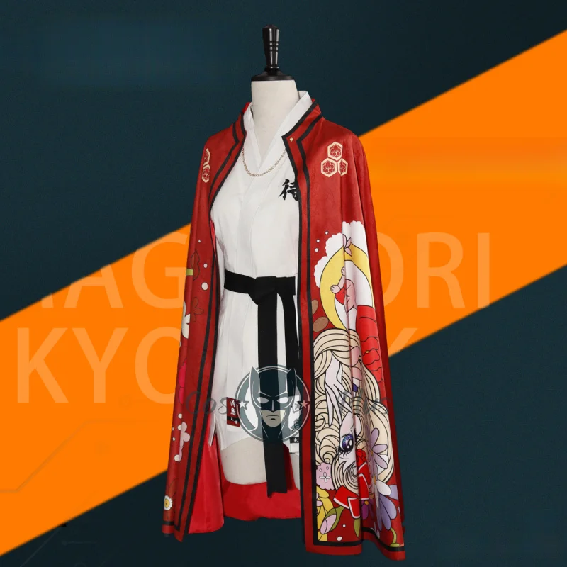 

Game The Hundred Line Magadori Kyoshika Cosplay Costume Printed Cape Dress Uniform Halloween Carnival Party Fantasia Suit