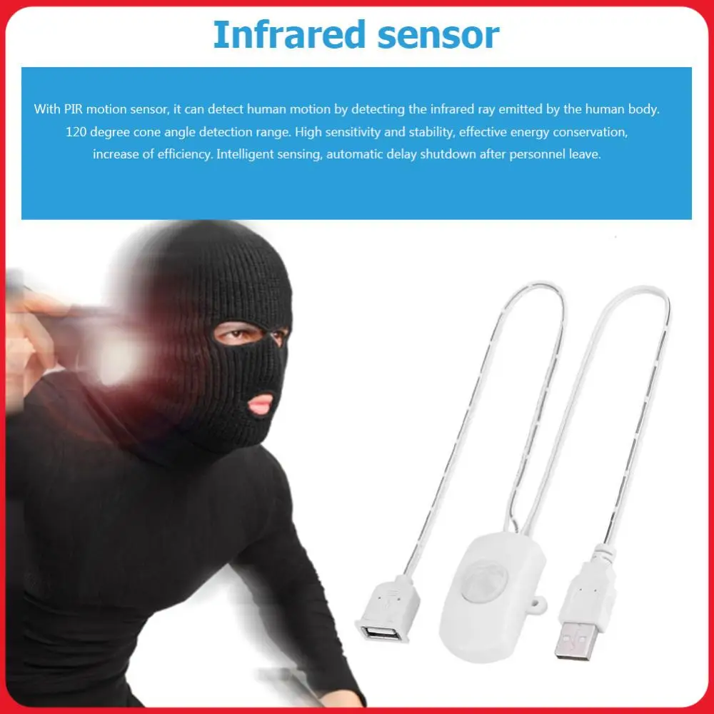 Mini Corridor Switch USB Interface PIR Infrared Motion Switch Practical Portable Eco-friendly Adjustable for LED Strip Light